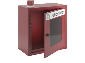 4055479151728 - - Defibrillatorenschrank mit Alarmfunktion + Lampe Sichtfenster + Drehverschluss inkl 9V-Batterie BxTxH 400x220x490 mm ral 3000