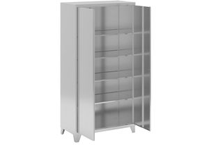 4061753116734 - Edelstahl-Flügeltürenschrank mit Stollenfüßen mit 4 Böden HxBxT 1950 x 1000 x 500 mm