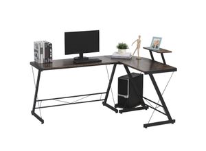 4250871289776 - Computertisch Eckschreibtisch Schreibtisch Bürotisch Spanplatte+Metall Vintagebraun-Schwarz 15