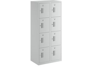 4061753006776 - eurokraft basic AMSTERDAM Schließfachschrank 2 Abteile BxH 800 x 1800 mm 8 Fächer Zylinderschloss lichtgrau