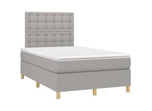 8720287392651 - Bonnevie - BoxspringbettDoppelbett mit Matratze & led Hellgrau 120x200 cm Stoff vidaXL