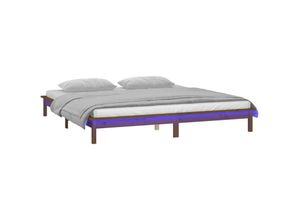 8720287135425 - Massivholzbett，Schlafzimmerbett，Doppelbett mit LEDs Honigbraun 140x190 cm vidaXL