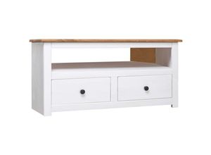 8719883682563 - Bonnevie - TV-Eckschrank Fernsehschrank Weiß 93 x 49 x 49 cm Massivholz Panama-Kiefer vidaXL