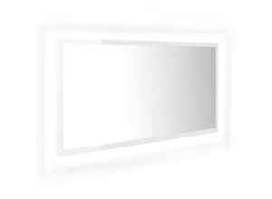 8720286221228 - LED-Badspiegel，Wandspiegel Hochglanz-Weiß 90x85x37 cm Acryl vidaXL