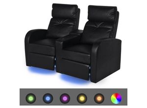 8718475524878 - Bonnevie - RelaxsesselLiegesessel 2-Sitzer mit led Kunstleder Schwarz vidaXL