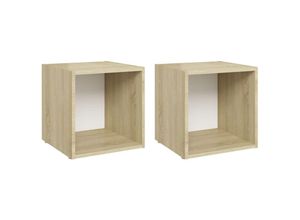 8720286354223 - TV-Schränke 2 Stk TV-Möbel Weiß Sonoma-Eiche 37x35x37 cm Holzwerkstoff vidaXL