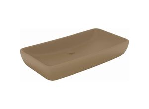 8720286036686 - Bonnevie - Luxus-WaschbeckenHandwaschbecken Rechteckig Matt Creme 71x38 cm Keramik vidaXL