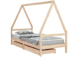 8720845444860 - Bonnevie - KinderbettEinzelbette mit Schubladen 80x200 cm Massivholz Kiefer vidaXL