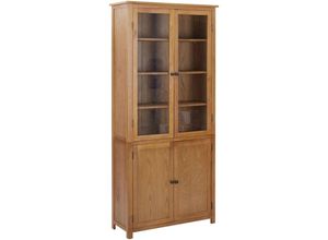 8720286006825 - Bonnevie - BücherschrankStandregal mit 4 Türen 90x35x200 cm Eiche Massivholz & Glas vidaXL