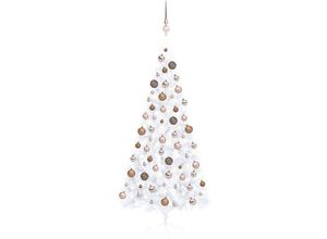 8720286496572 - Bonnevie - Künstlicher Halber WeihnachtsbaumKunstbaum mit LEDs & Kugeln Weiß 180 cm vidaXL