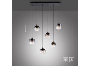 4043689994198 - JUST LIGHT Pendelleuchte GREEN ZEA 6x E14 25 Watt max rauchfarbene Gläser Schwarz