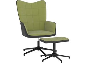 8720286422168 - Bonnevie - RelaxsesselLiegesessel mit Hocker Hellgrün Samt und pvc vidaXL