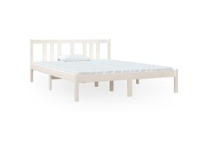 8720286998106 - Massivholzbett，Schlafzimmerbett，Doppelbett Weiß 140x190 cm vidaXL