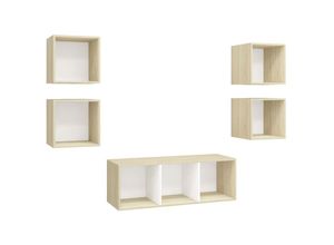 8720286590171 - Bonnevie - 5-tlg TV-Schrank-Set Weiß Sonoma-Eiche Holzwerkstoff vidaXL176076