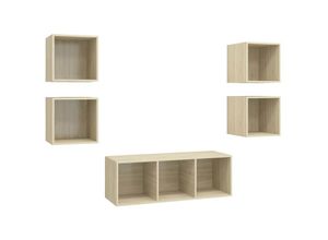 8720286590157 - Vidaxl - 5-tlg TV-Schrank-Set Sonoma-Eiche Holzwerkstoff Braun