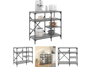 8721194433925 - Bäckerregal Grau Sonoma 90x40x84 cm Holzwerkstoff und Metall - Küchenutensilienhalter & -ablagen - Grau - The Living Store