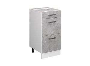 4066731044788 - Schubladenunterschrank Küchenschrank Küchenzeile R-Line 40 cm Weiß Beton Schublade