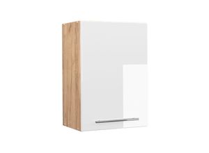 4066731161034 - Hängeschrank Küchenschrank Küchenmöbel Fame-Line Eiche Weiß modern 50 cm Küche Einbauküche Hängeschrank Drehtür Einlegeboden Küchenzeile Hochglanz