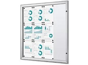 8595578357738 - SHOWDOWN Abschließbarer Schaukasten Magnetisch 969 (B) x 1004 (H) cm Silber 12 x DIN A4