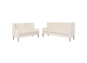 8718475590033 - Bonnevie - 2-tlg Sofa-Set Stoff Cremeweiß vidaXL978324