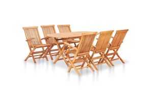 8719883824482 - Vidaxl - 7-tlg Garten-Essgruppe Klappbar Massivholz Teak Braun