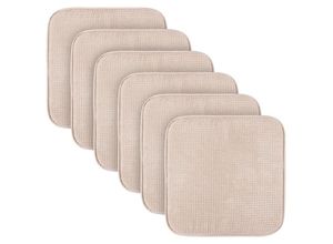 4059222070496 - Sitzkissen ( 6er Pack ) Stuhlkissen mit Anti Rutsch Unterseite 38cm x 38cm - Öko-Tex zertifiziert - Sitzauflage Uni Stuhlpolster Stuhlauflage - Creme