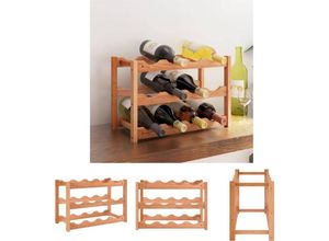 8721032248346 - Prolenta Premium - The Living Store Weinregal für 12 Flaschen Massivholz Nussbaum - Weinregale - Braun