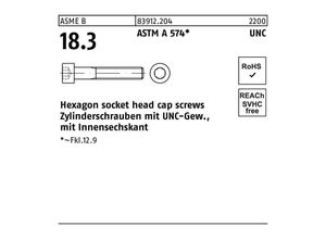 4051426734617 - Zylinderschraube R 83912 mUNC-Gewinde Innen-6-kant 10 x 1 1 2 ASTM A 574 4051426734617 - Zylinderschraube R 83912 mUNC-Gewinde Innen-6-kant 10 x 1 1 2 ASTM A 574