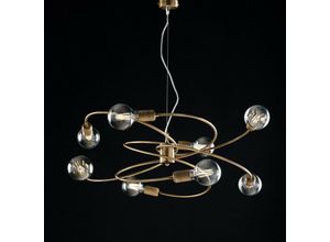 8050713213527 - Bonetti Illumina - Pendelleuchte aus gebürstetem Bronzeeisen acht Lichter 70x h33 cm