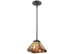 5024005214618 - Elstead - Quoizel qz-stephen-mp Hängeleuchte Stephen 1xE27 100W Tiffany Glas Metall Weinlese-Bronze Ø203cm H254-1168cm dimmbar höhenverstellbar