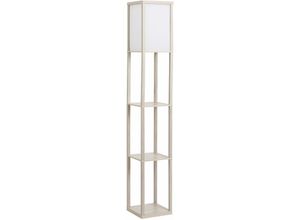 4251774974721 - Stehleuchte mit Regalen Innenbeleuchtung Stehlampe E27 bis 40W für Wohn- Schlafzimmer Holz Eiche 26 x 26 x 160 cm(Ohne Glühbirne) - Eiche+Weiß