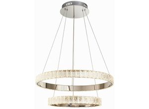 5016087915590 - Lighting Celeste - Integrierter LED-Anhänger aus klarem Kristall (K5) mit Glas- und Chromeffektplatte 2 Licht dimmbar IP20 - Endon