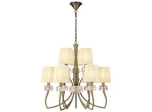 8435153247309 - Inspired Lighting - Inspired Mantra - Loewe - 2-stufiger Deckenanhänger 6 + 3 Light E14 Antikmessing mit Cremetönen