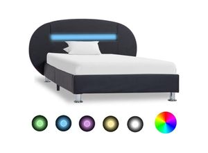 8719883746968 - Bonnevie - BettgestellSchlafzimmerbett mit led Schwarz Kunstleder 90x200 cm vidaXL