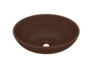 8720286036341 - Bonnevie - Luxuriöses Ovales WaschbeckenHandwaschbecken Matt Dunkelbraun 40x33 cm Keramik vidaXL
