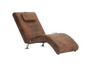 8719883568935 - Bonnevie - Massage Chaiselongue mit Kissen Braun Wildleder-Optik vidaXL23768