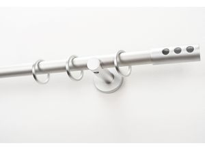 9002777429597 - Gardinenstange GARESA EASY silber (silberfarben) Gardinenstangen Kinder B L 64cm x 160cm Ø 20mm 1 läufig Aluminium Vorhanggarnitur verlängerbar Endk mit 3 Löcher Alu m Ringe B64cm L160cm