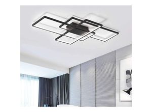 0751717717926 - Led Deckenleuchte50W Moderne Deckenleuchten3-Squares Aluminium Acryl Schwarz Kronleuchter Moderne Einfache Unterputz Deckenlampe für Esszimmer