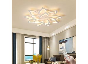Image of Ganeed LED Deckenleuchte, Blumenform Design Deckenleuchte, Moderne Deckenleuchte mit Fernbedienung, Weiße Acryl Deckenleuchte für Wohnzimmer,