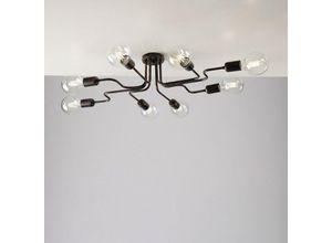 8050713213183 - Bonetti Illumina - Schwarze Eisen-Deckenlampe mit Kupferdekor acht Lichter 83x66x h17 cm