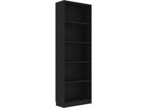 8719883869308 - Bonnevie - BücherregalStandregal 5 Fächer Schwarz 60x24x175 cm Holzwerkstoff vidaXL