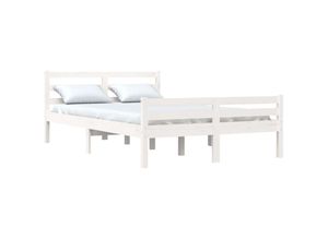 8720286997451 - Massivholzbett，Schlafzimmerbett，Doppelbett Weiß 140x190 cm vidaXL