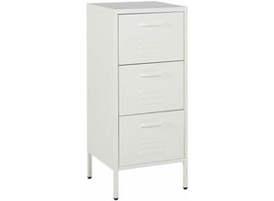 4251682278638 - Beliani - Hoher Aktenschrank Weiß Stahl 43x40x103 cm mit 3 Schubladen Industrie Stil Büro Wohnzimmer Schlafzimmer Kinderzimmer Bad - Weiß