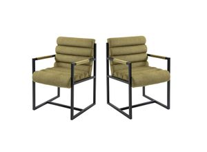 4250240265806 - 2er Set Esszimmerstuhl Vardo Küchenstuhl Lounge Sessel Polsterstuhl Stühle khaki