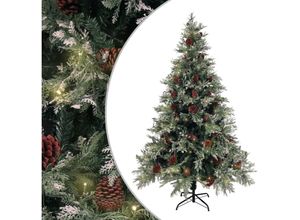 8720286767276 - vidaXL Weihnachtsbaum mit LEDs & Zapfen Grün & Weiß 120 cm PVC & PE