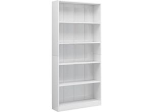 8719883815374 - Bonnevie - BücherregalStandregal 5 Fächer Hochglanz-Weiß 80x24x175 cm Holzwerkstoff vidaXL