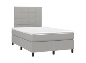 8720287383857 - Bonnevie - BoxspringbettDoppelbett mit Matratze & led Hellgrau 120x200 cm Stoff vidaXL