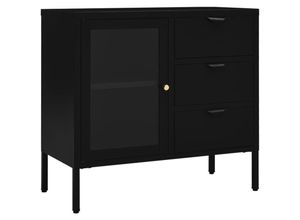 8720286564387 - Vidaxl - Sideboard Schwarz 75x35x70 cm Stahl und Hartglas Schwarz