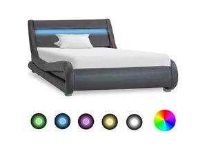 8719883750095 - Bonnevie - BettgestellSchlafzimmerbett mit led Grau Kunstleder 100 x 200 cm vidaXL