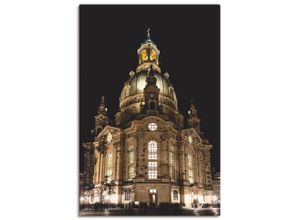 4059745556477 - Wandbild ARTLAND Erleuchtete Frauenkirche in Dresden Bilder Gr B H 80 cm x 120 cm Leinwandbild Gebäude Hochformat 1 St beige (naturfarben) Bild Poster Bilder als Alubild Leinwandbild Wandaufkleber oder in versch Größen